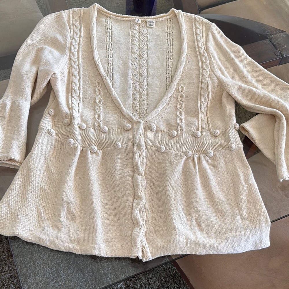 Moth Cream Button-Front Cardigan